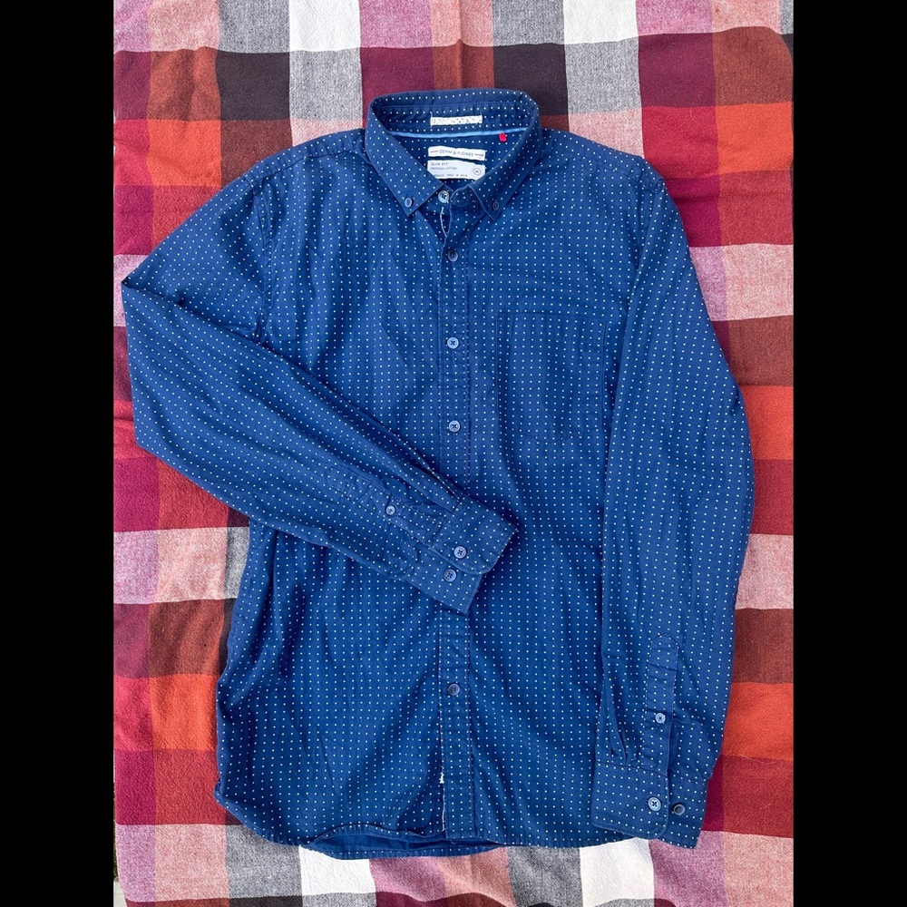 Denim & Flower Cotton Dress Shirt